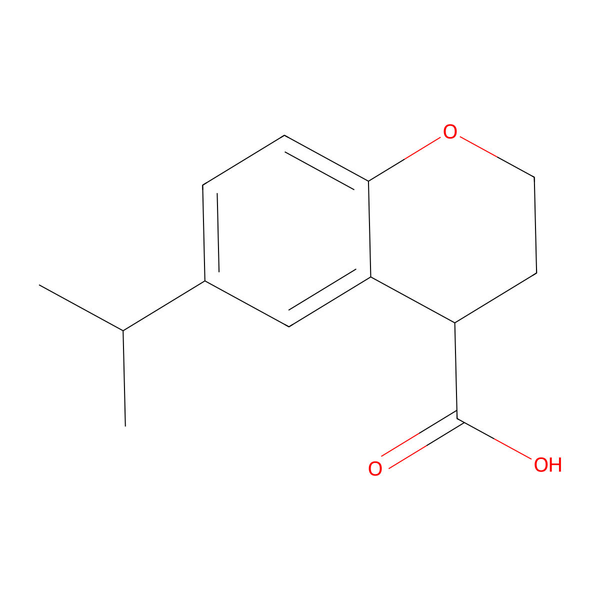 6-(Propan-2-yl)-3,4-dihydro-2H-1-benzopyran-4-carboxylic acid molecular structure, CAS 1225683-43-1