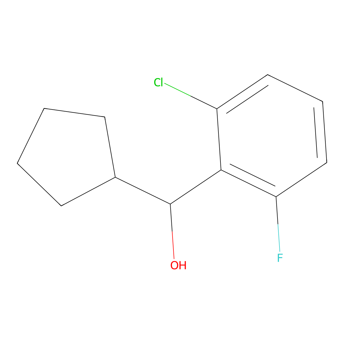 Cyclopentyl (2-chloro-6-fluorophenyl)methanol molecular structure, CAS 1225687-12-6