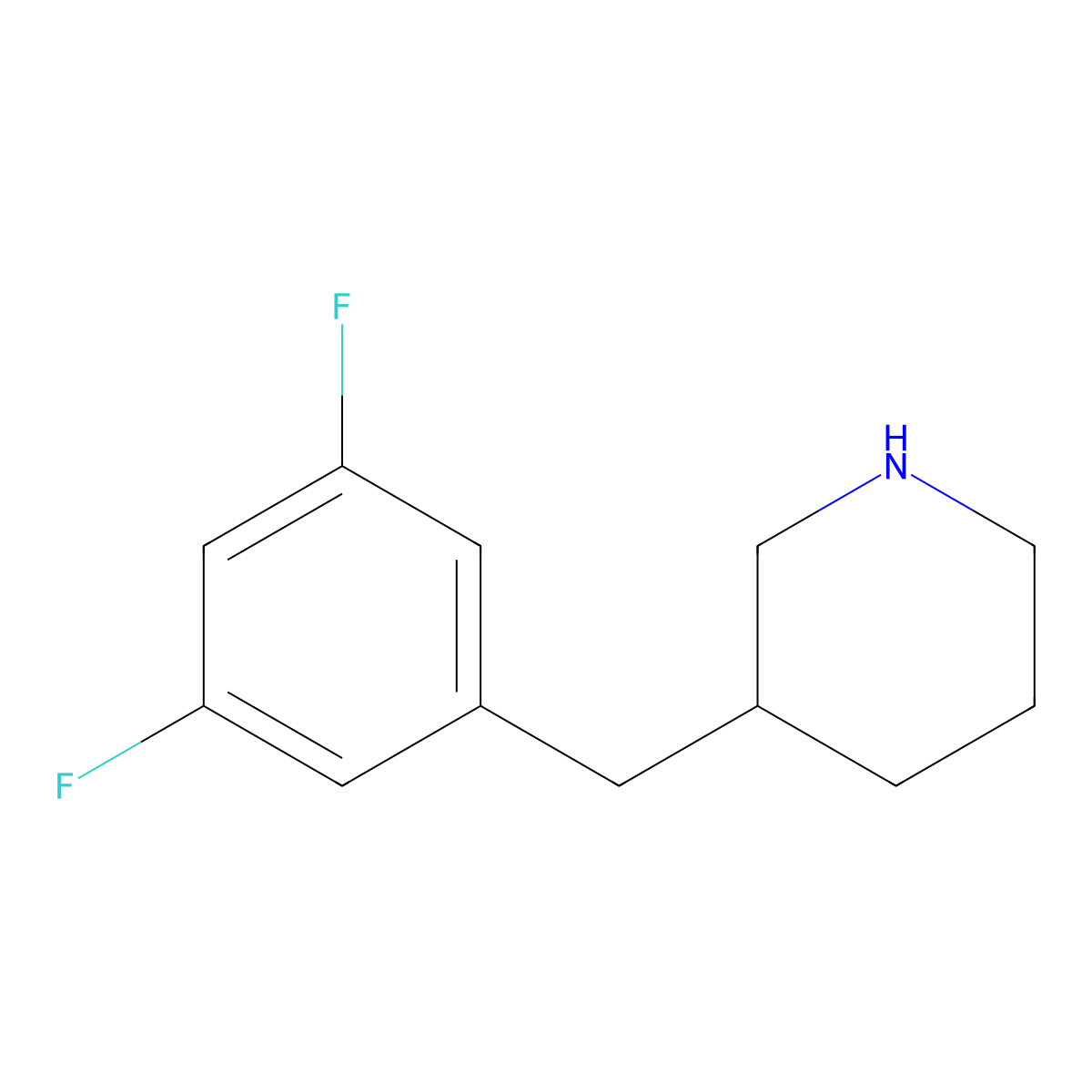 3-[(3,5-Difluorophenyl)methyl]piperidine molecular structure, CAS 1225687-78-4