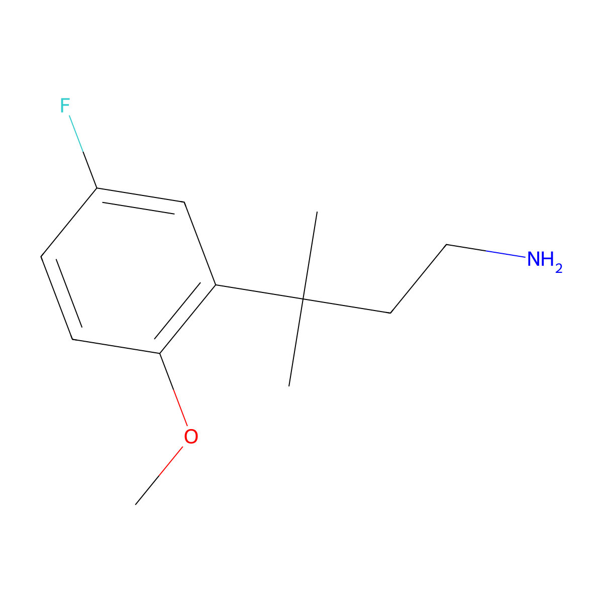 3-(5-Fluoro-2-methoxyphenyl)-3-methylbutan-1-amine molecular structure, CAS 1225688-03-8