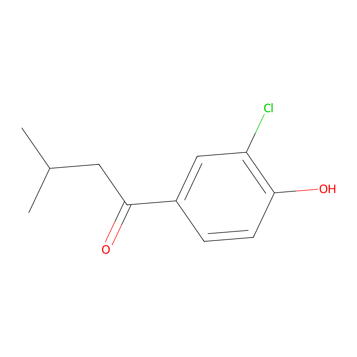 1-(3-Chloro-4-hydroxyphenyl)-3-methylbutan-1-one molecular structure, CAS 1225689-11-1