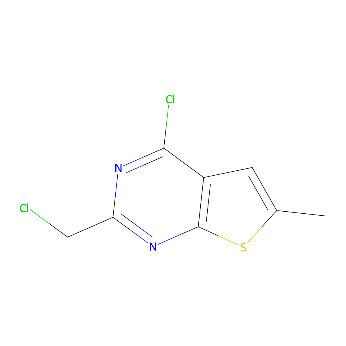 4-Chloro-2-(chloromethyl)-6-methylthieno[2,3-d]pyrimidine molecular structure, CAS 1225690-98-1
