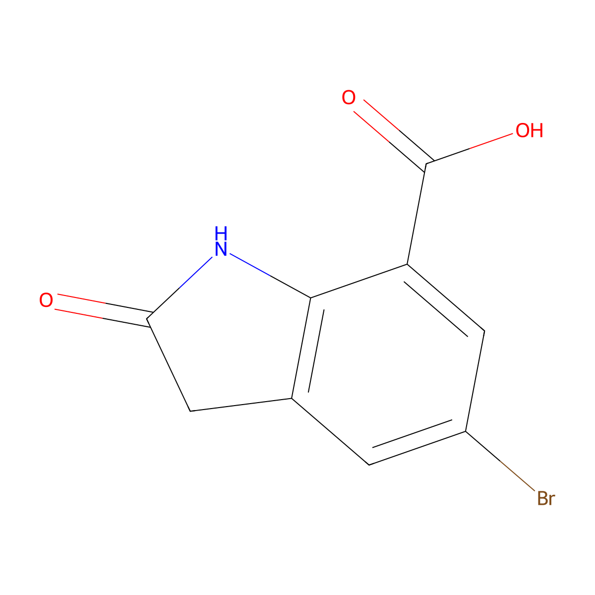 5-Bromo-2-oxoindoline-7-carboxylic acid molecular structure, CAS 1225692-82-9