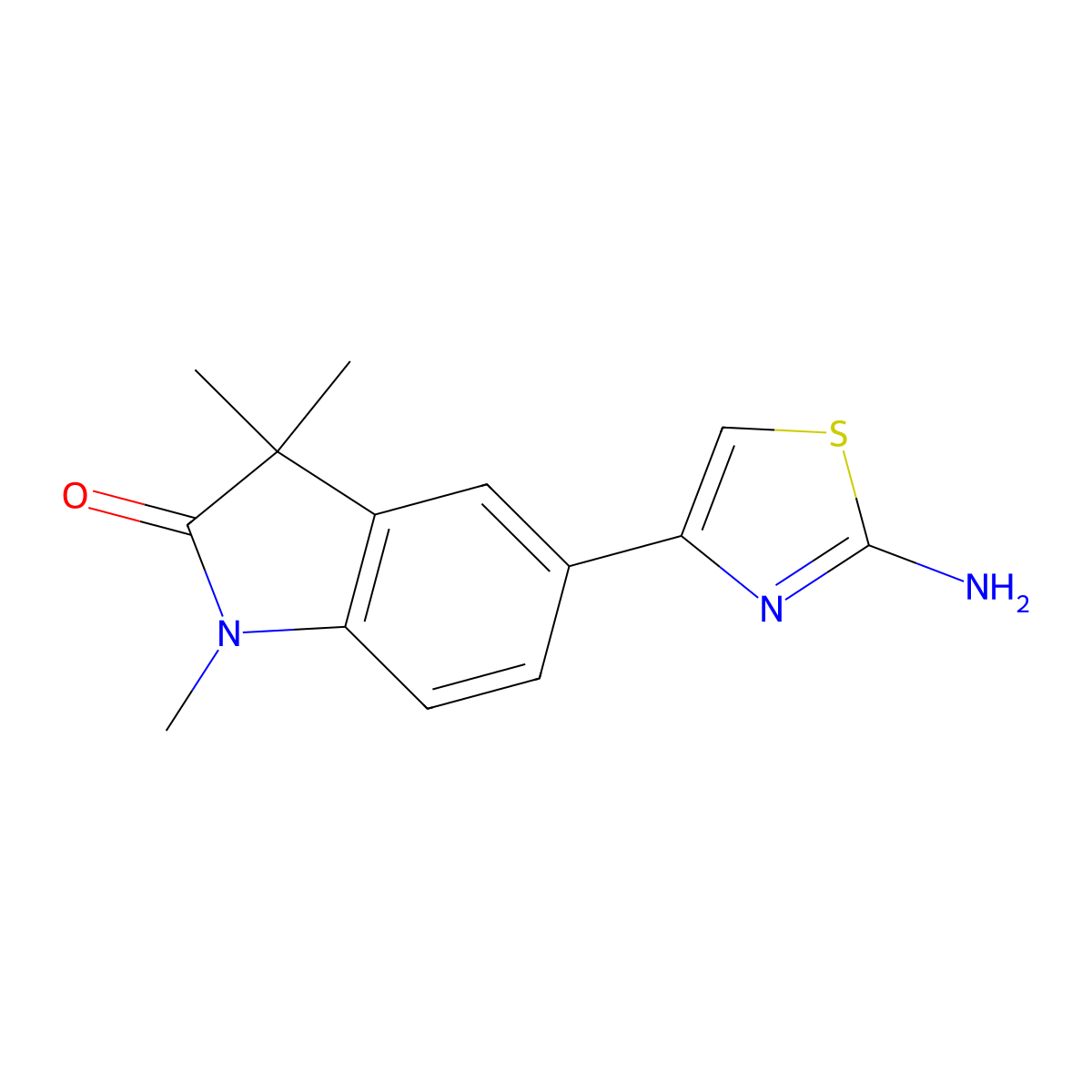 5-(2-Amino-4-thiazolyl)-1,3,3-trimethylindolin-2-one molecular structure, CAS 1225698-52-1