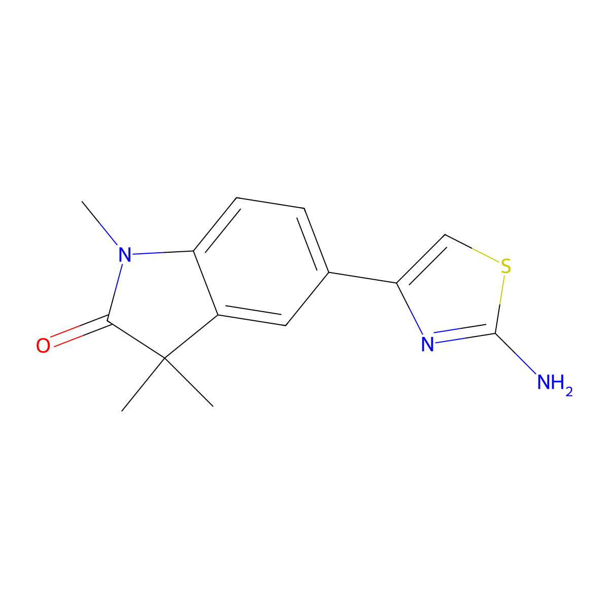 5-(2-Amino-4-thiazolyl)-1,3,3-trimethylindolin-2-one molecular structure, CAS 1225698-52-1