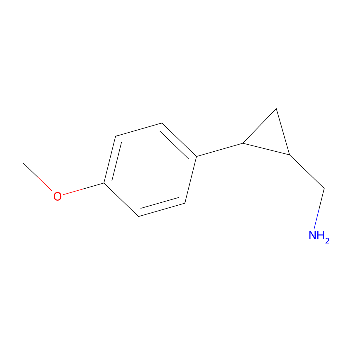 (2-(4-Methoxyphenyl)cyclopropyl)methanamine molecular structure, CAS 1225705-84-9
