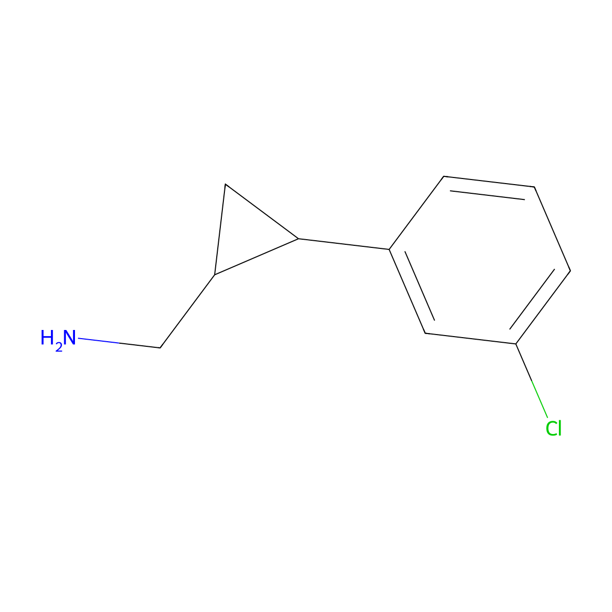 [2-(3-Chlorophenyl)cyclopropyl]methanamine molecular structure, CAS 1225706-91-1