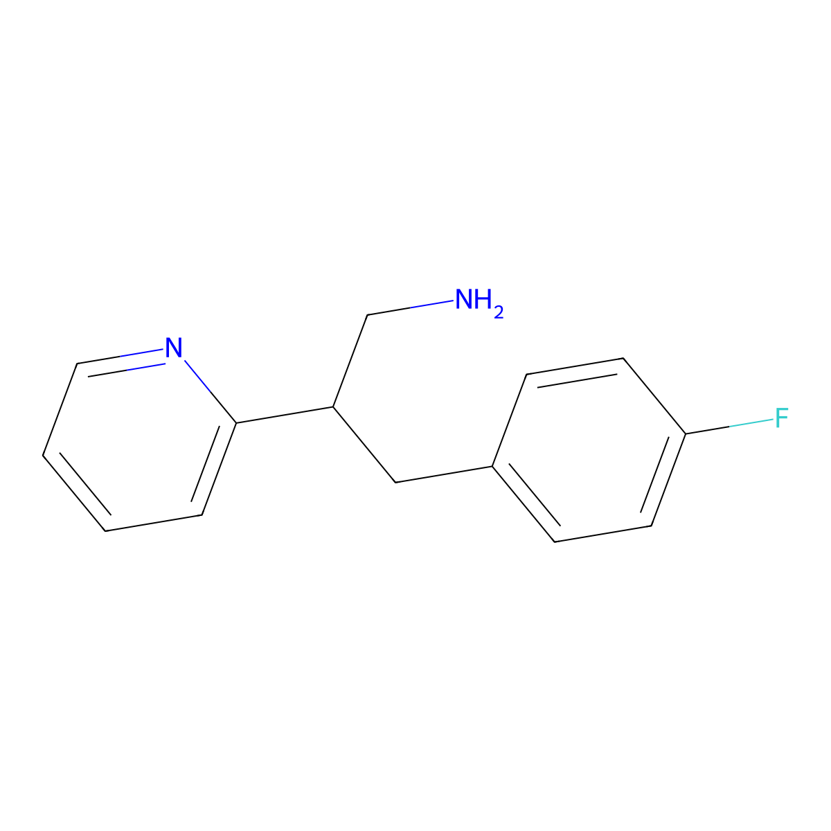 3-(4-Fluorophenyl)-2-(pyridin-2-yl)propan-1-amine molecular structure, CAS 1225707-19-6