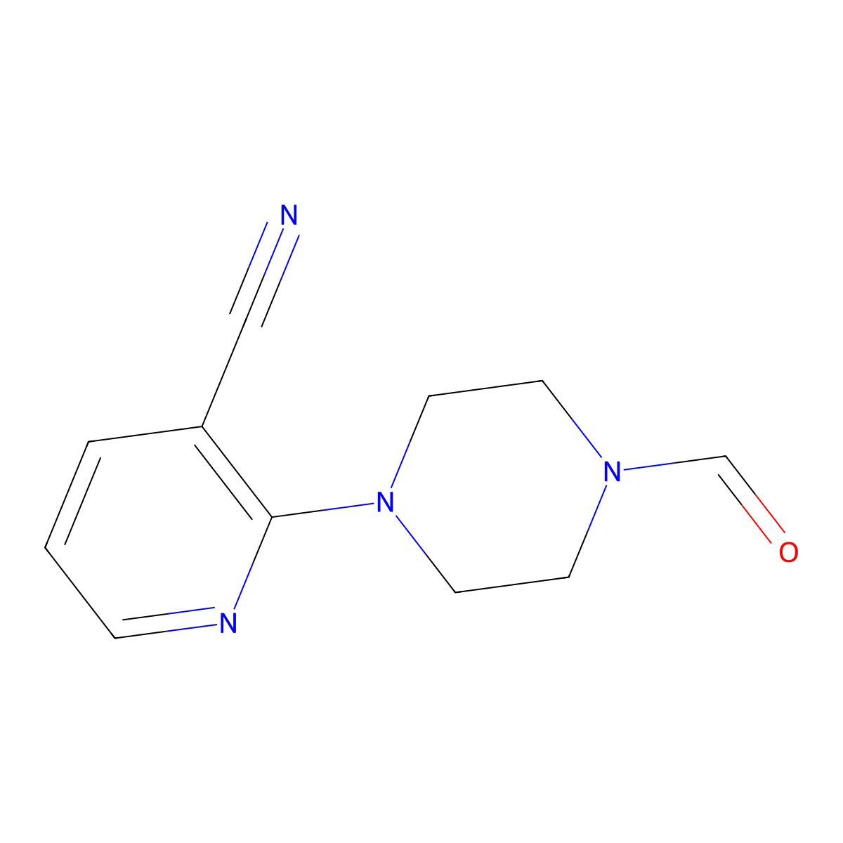 2-(4-Formylpiperazin-1-yl)pyridine-3-carbonitrile molecular structure, CAS 1225710-24-6