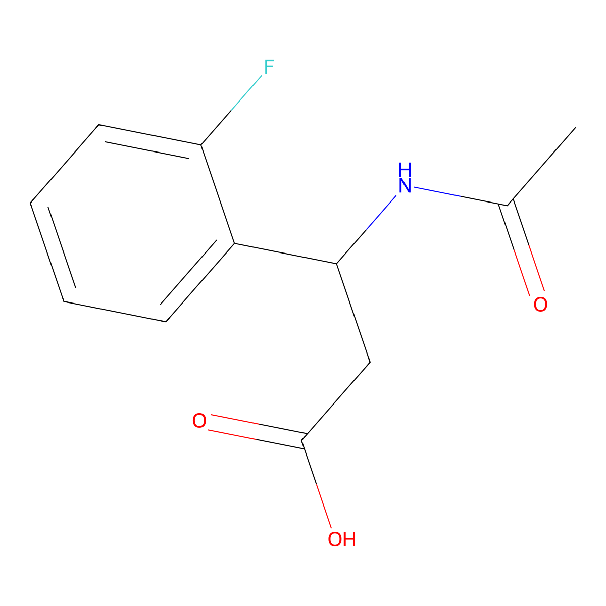 3-Acetamido-3-(2-fluorophenyl)propanoic acid molecular structure, CAS 1225711-28-3