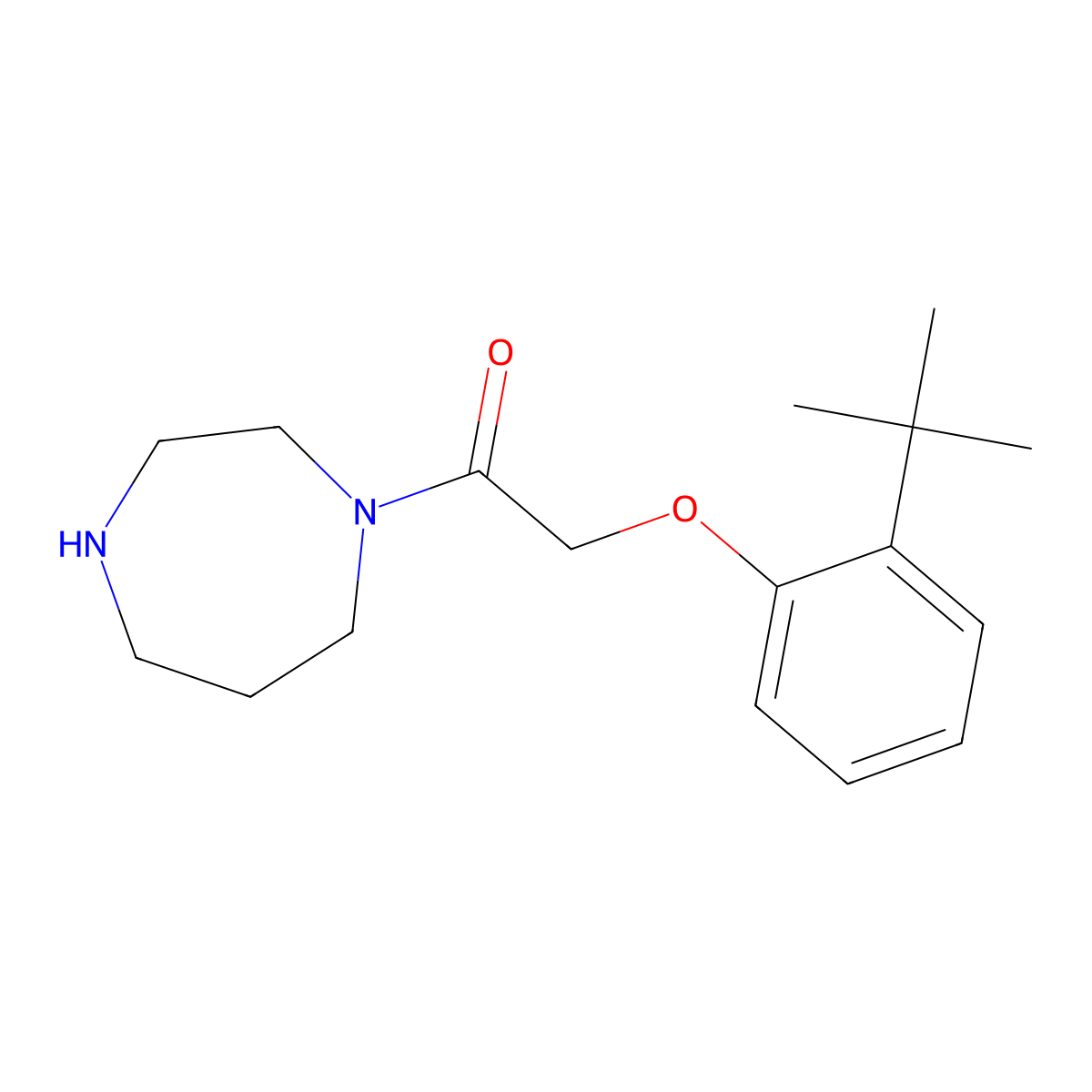 2-(2-Tert-butylphenoxy)-1-(1,4-diazepan-1-yl)ethan-1-one molecular structure, CAS 1225727-10-5