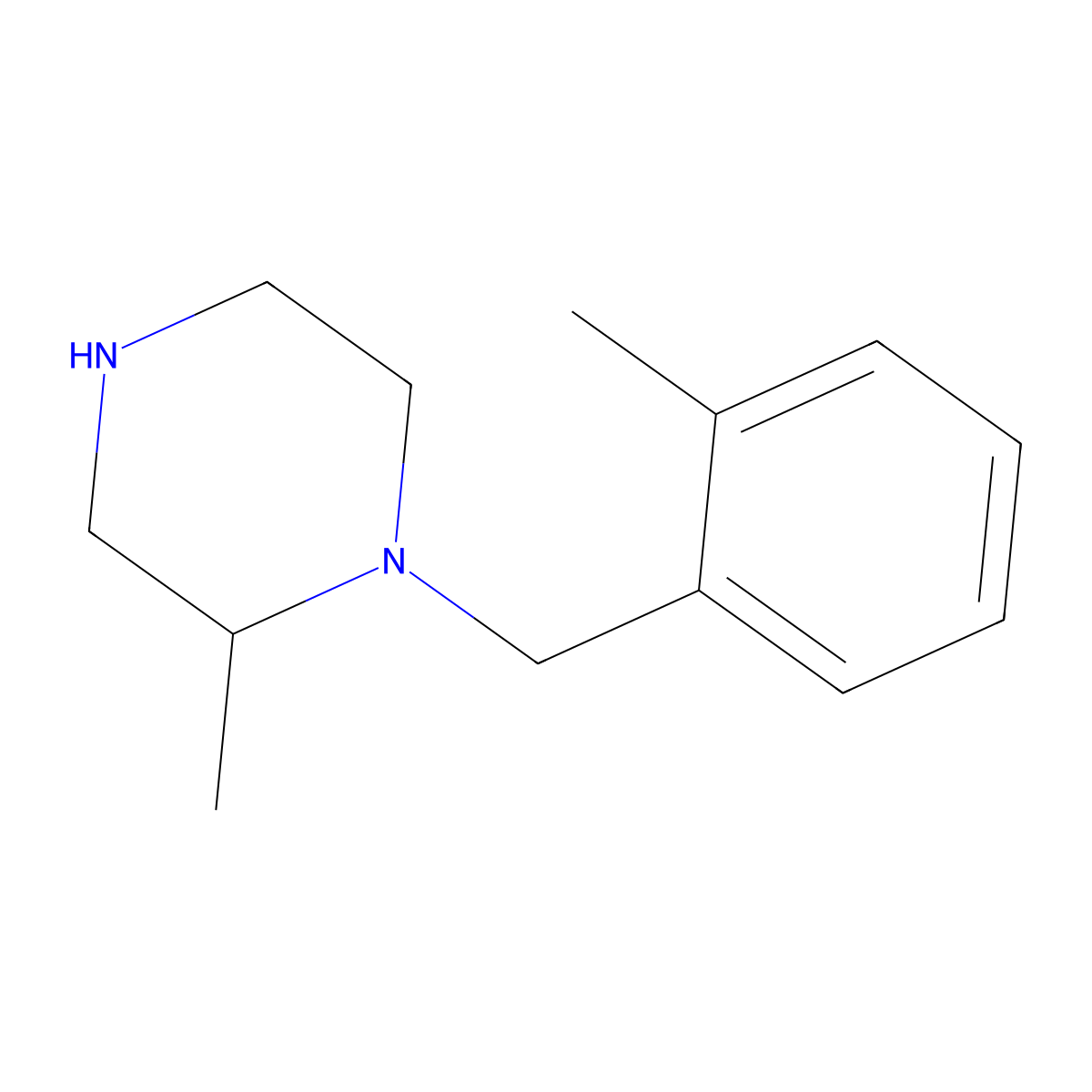 2-Methyl-1-[(2-methylphenyl)methyl]piperazine molecular structure, CAS 1225727-99-0