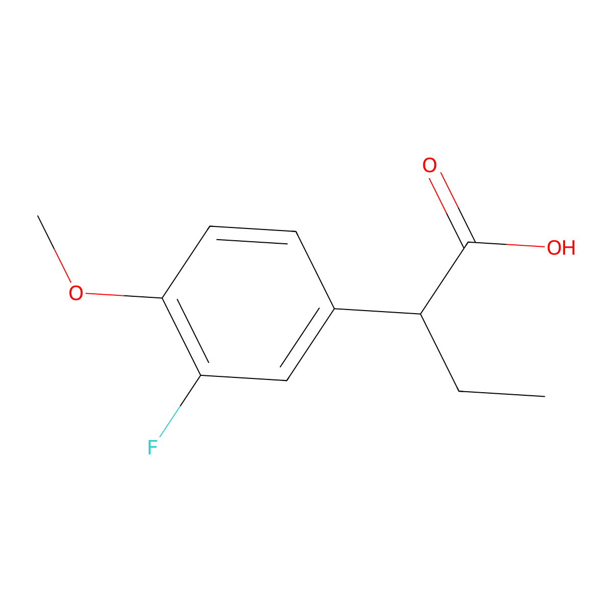 2-(3-Fluoro-4-methoxyphenyl)butanoic acid molecular structure, CAS 1225733-44-7