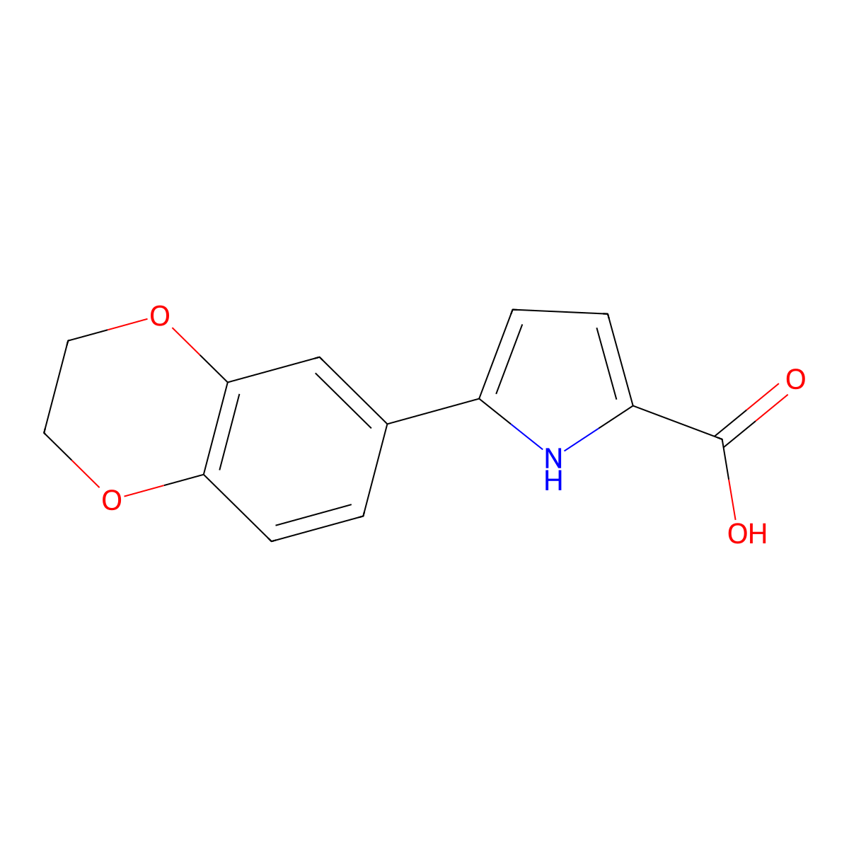 5-(2,3-Dihydrobenzo[b][1,4]dioxin-6-yl)-1H-pyrrole-2-carboxylic acid molecular structure, CAS 1225733-94-7