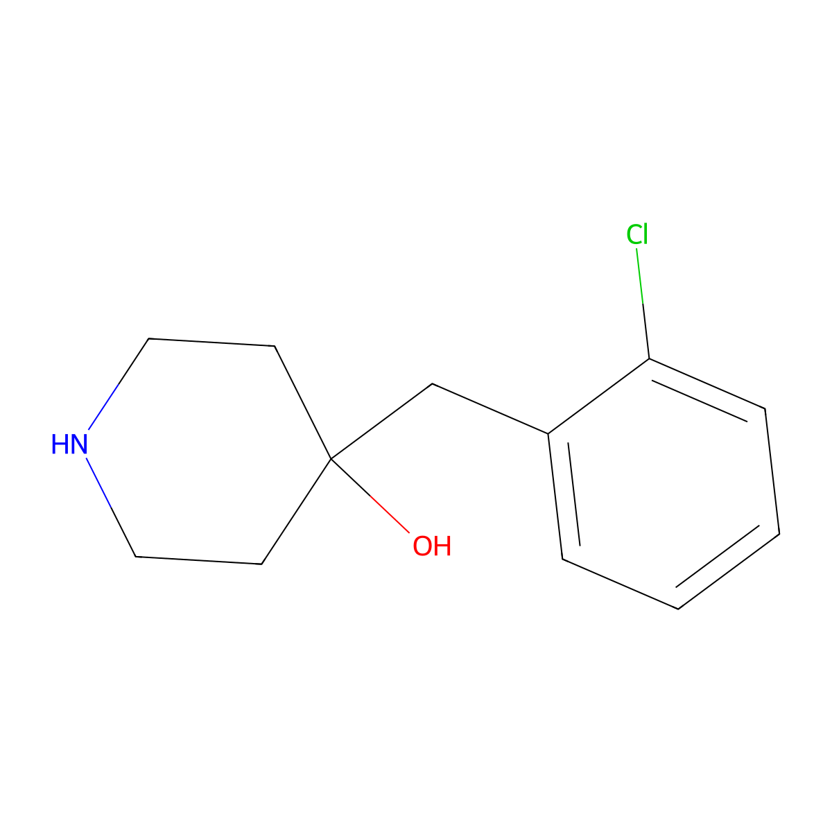 4-(2-Chlorobenzyl)piperidin-4-ol molecular structure, CAS 1225734-21-3