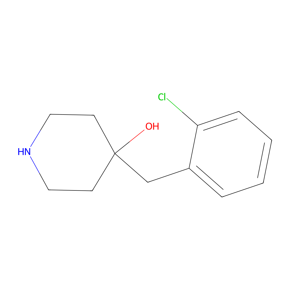 4-(2-Chlorobenzyl)piperidin-4-ol molecular structure, CAS 1225734-21-3