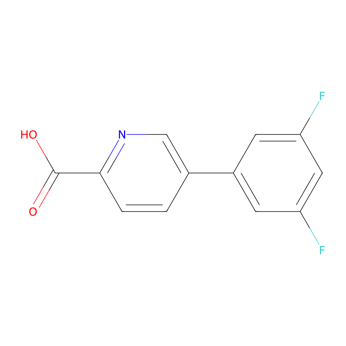 5-(3,5-Difluorophenyl)picolinic acid molecular structure, CAS 1225738-20-4