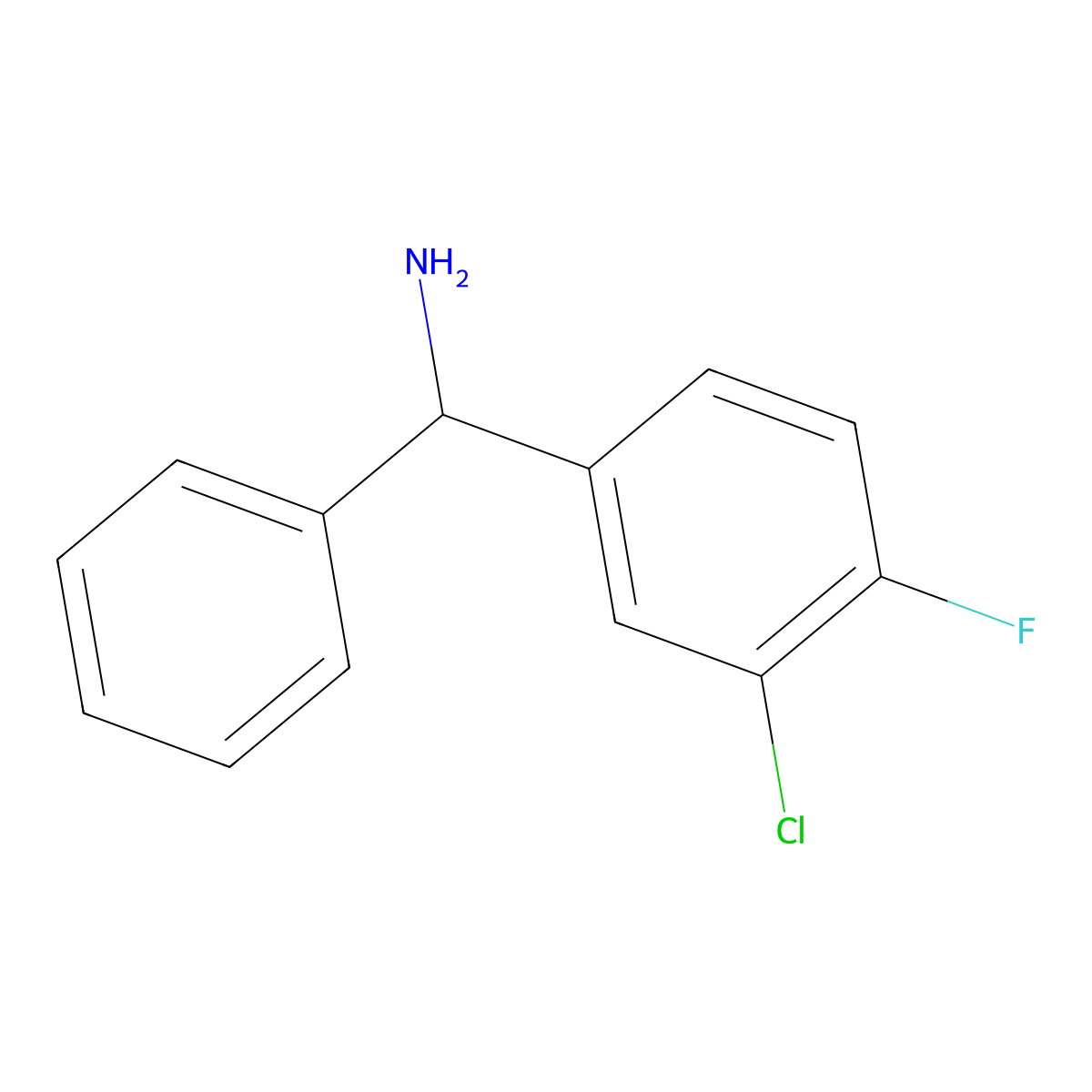 (3-Chloro-4-fluorophenyl)(phenyl)methanamine molecular structure, CAS 1225741-41-2