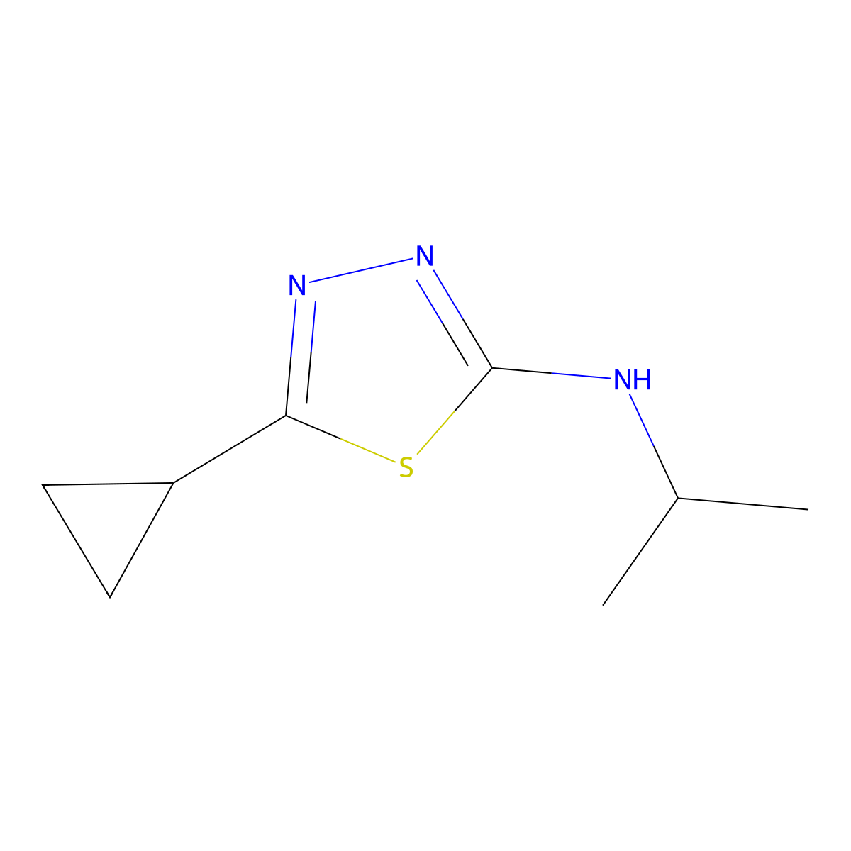 5-cyclopropyl-N-(propan-2-yl)-1,3,4-thiadiazol-2-amine molecular structure, CAS 1225742-26-6