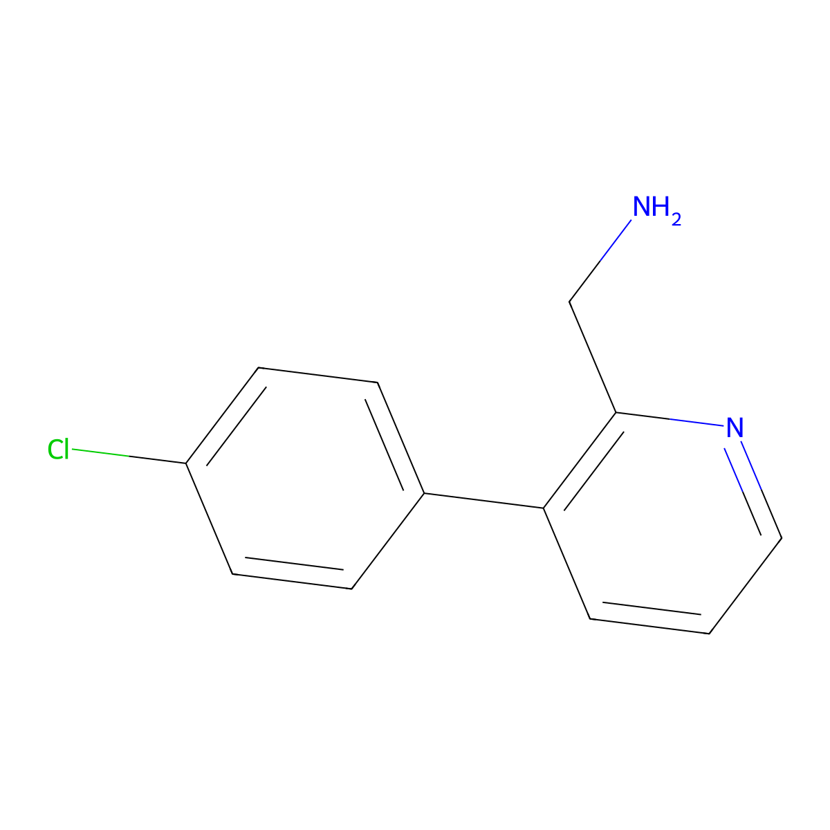 1-[3-(4-Chlorophenyl)pyridin-2-yl]methanamine molecular structure, CAS 1225742-40-4