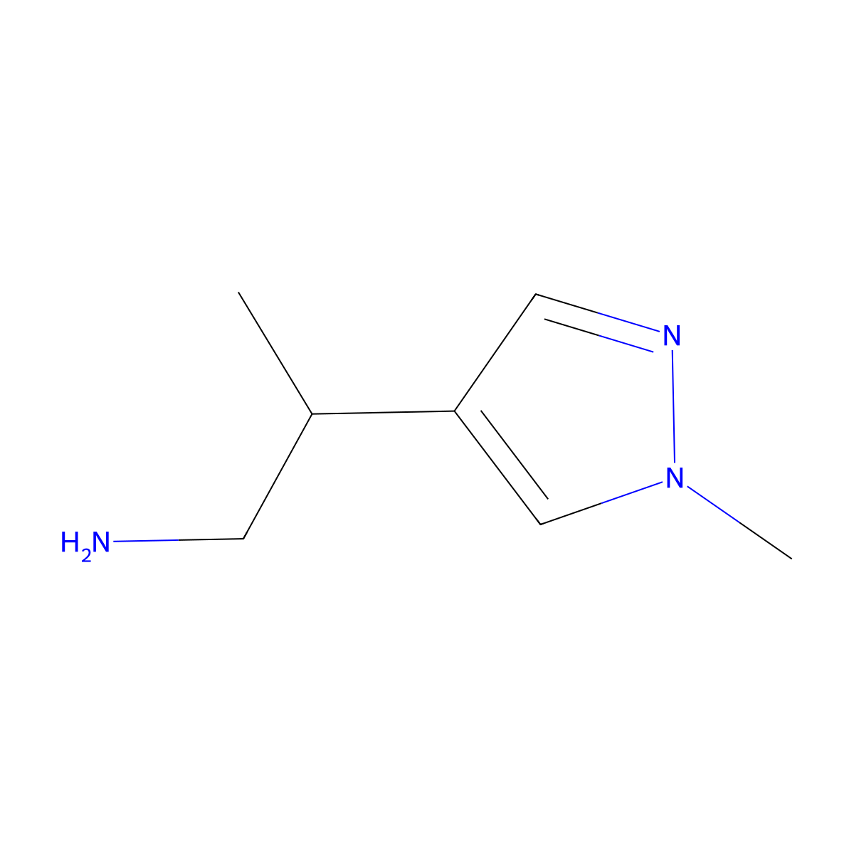 2-(1-methyl-1H-pyrazol-4-yl)propan-1-amine molecular structure, CAS 1225743-28-1