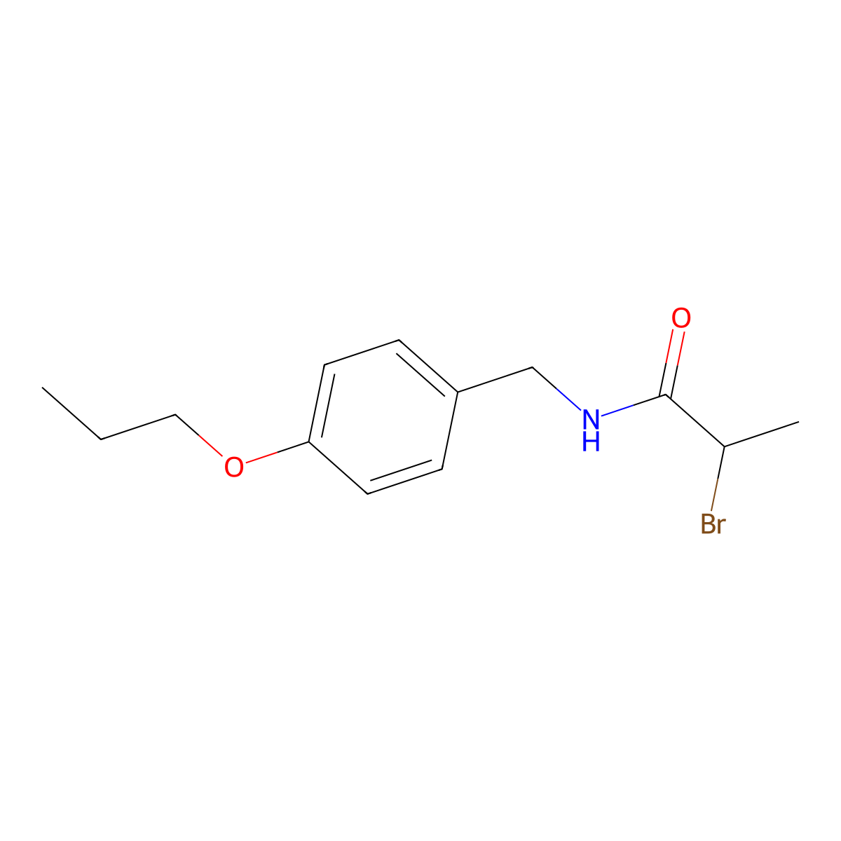 2-Bromo-N-(4-propoxybenzyl)propanamide molecular structure, CAS 1225743-53-2