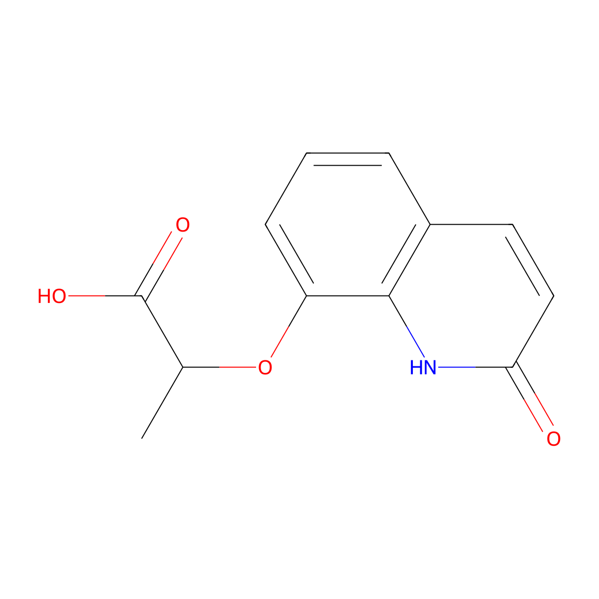 2-((2-Oxo-1,2-dihydroquinolin-8-yl)oxy)propanoic acid molecular structure, CAS 1225751-57-4