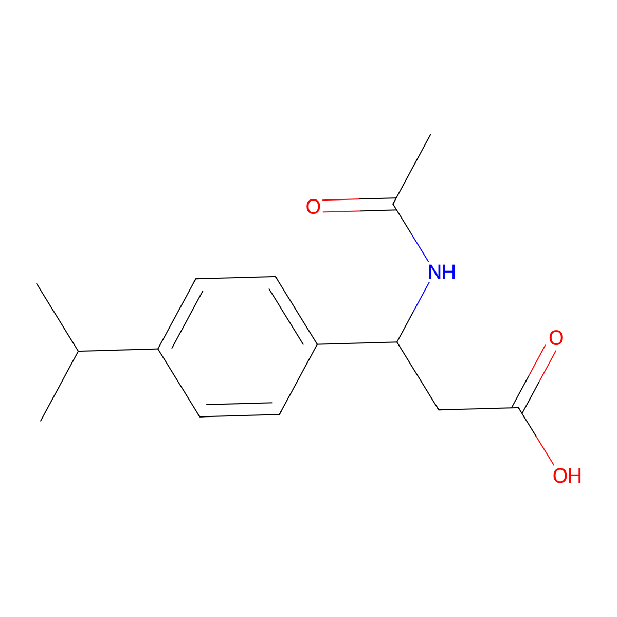 3-Acetamido-3-[4-(propan-2-yl)phenyl]propanoic acid molecular structure, CAS 1225752-50-0