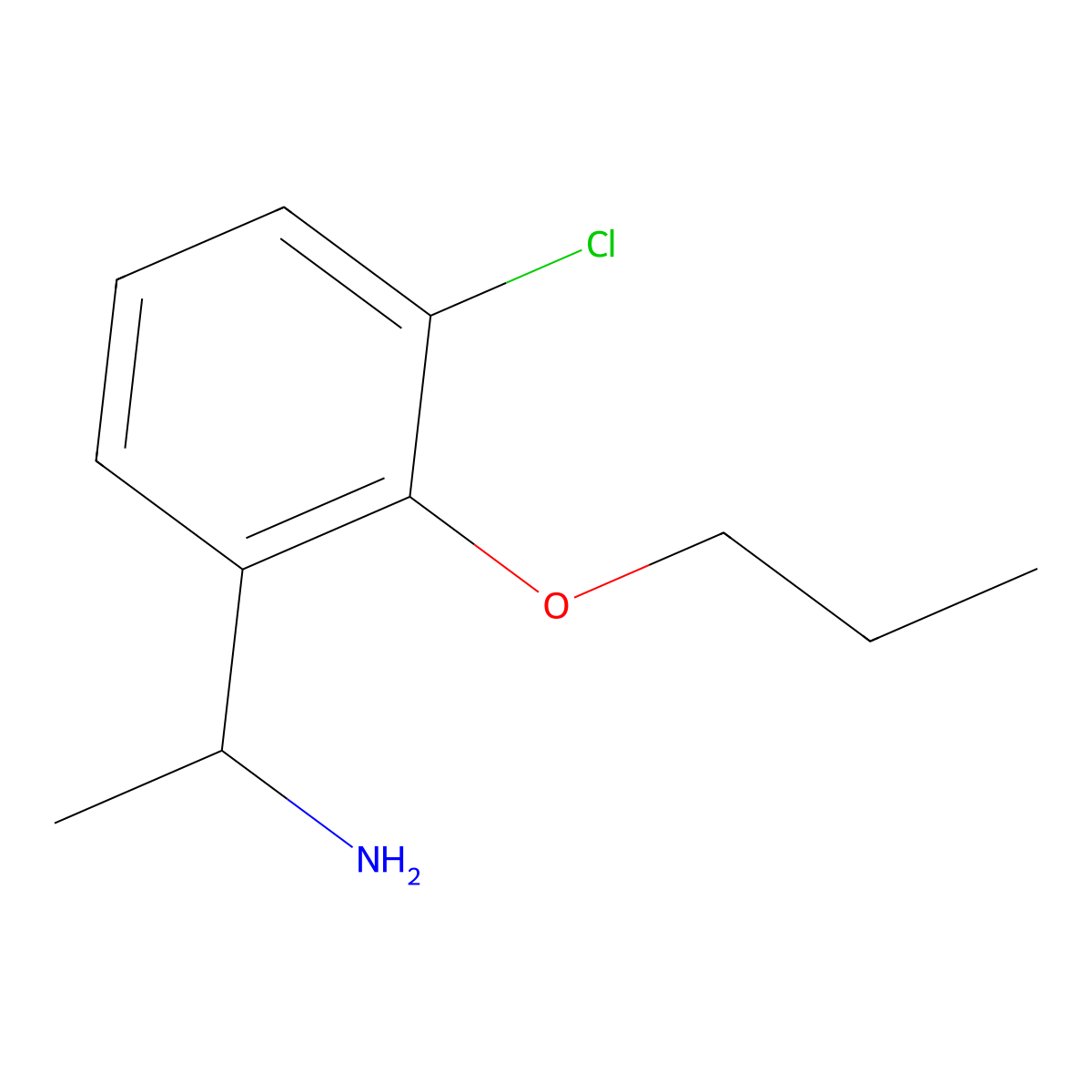 1-(3-Chloro-2-propoxyphenyl)ethan-1-amine molecular structure, CAS 1225758-74-6