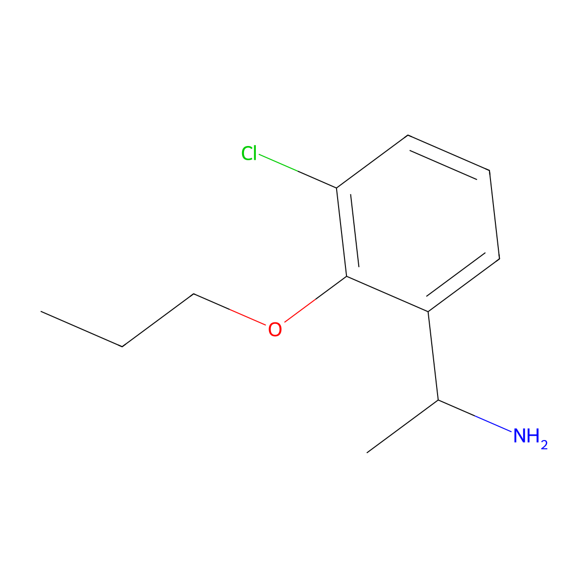 1-(3-Chloro-2-propoxyphenyl)ethan-1-amine molecular structure, CAS 1225758-74-6