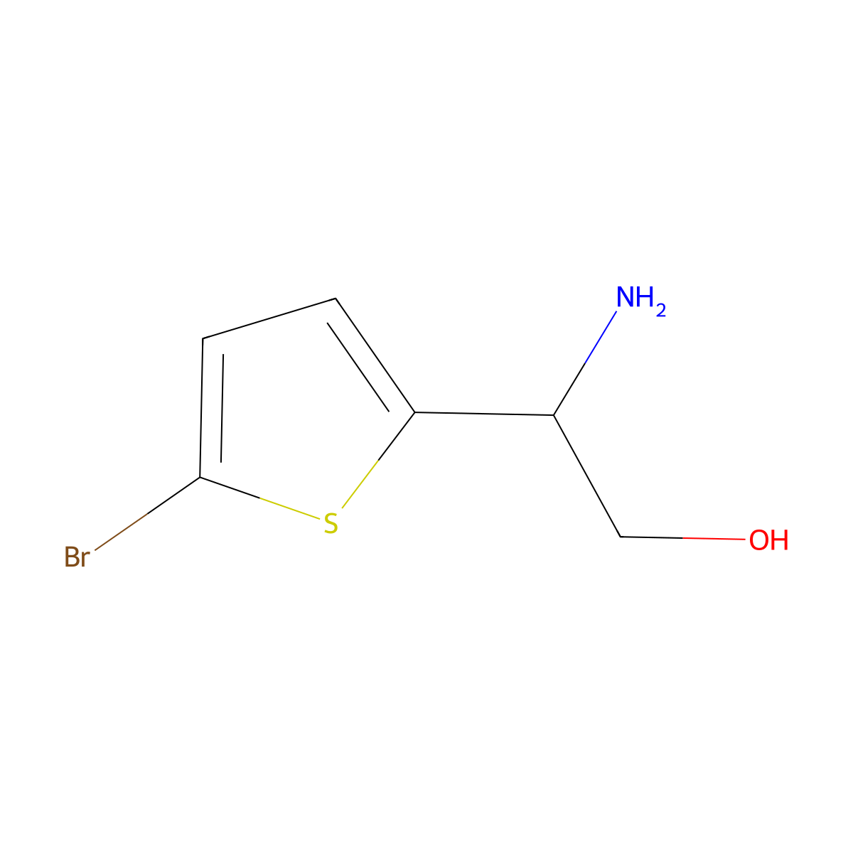 2-Amino-2-(5-bromothiophen-2-yl)ethan-1-ol molecular structure, CAS 1225760-27-9