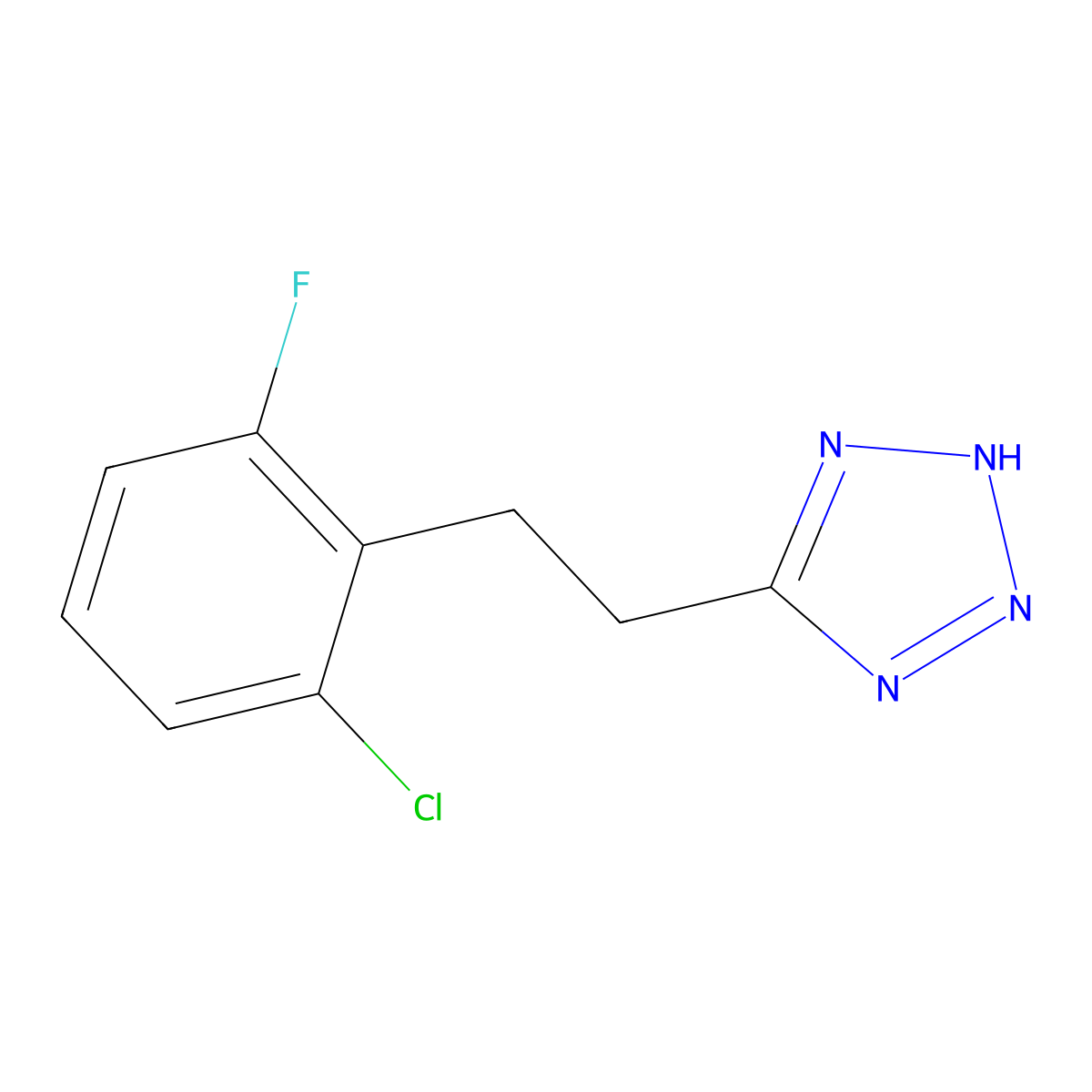 5-(2-(2-chloro-6-fluorophenyl)ethyl)-1H-1,2,3,4-tetrazole molecular structure, CAS 1225762-06-0