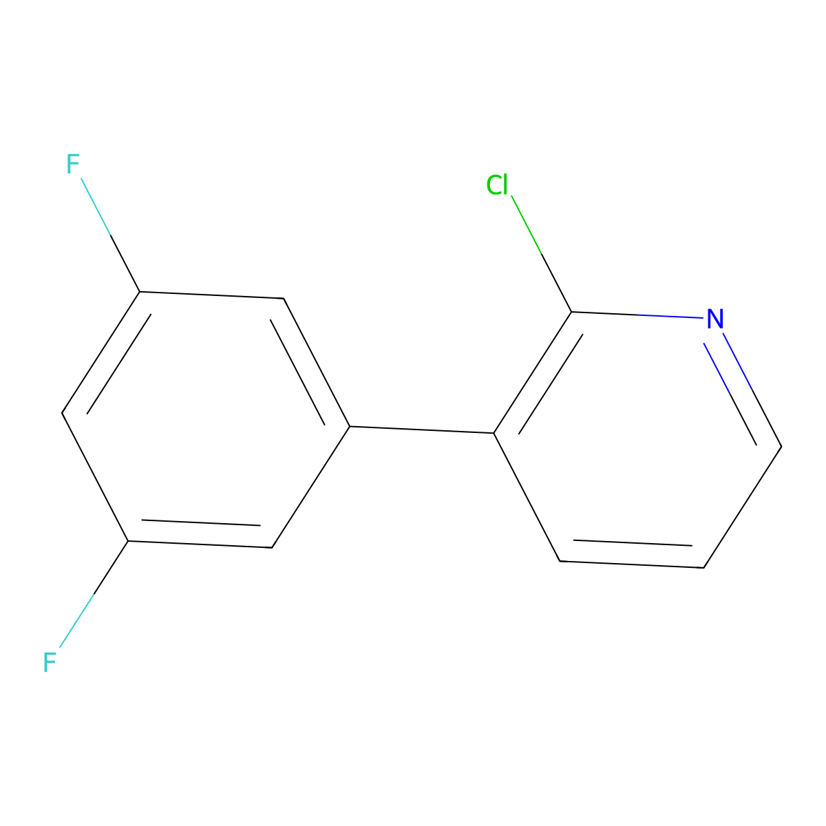 2-Chloro-3-(3,5-difluorophenyl)pyridine molecular structure, CAS 1225764-31-7