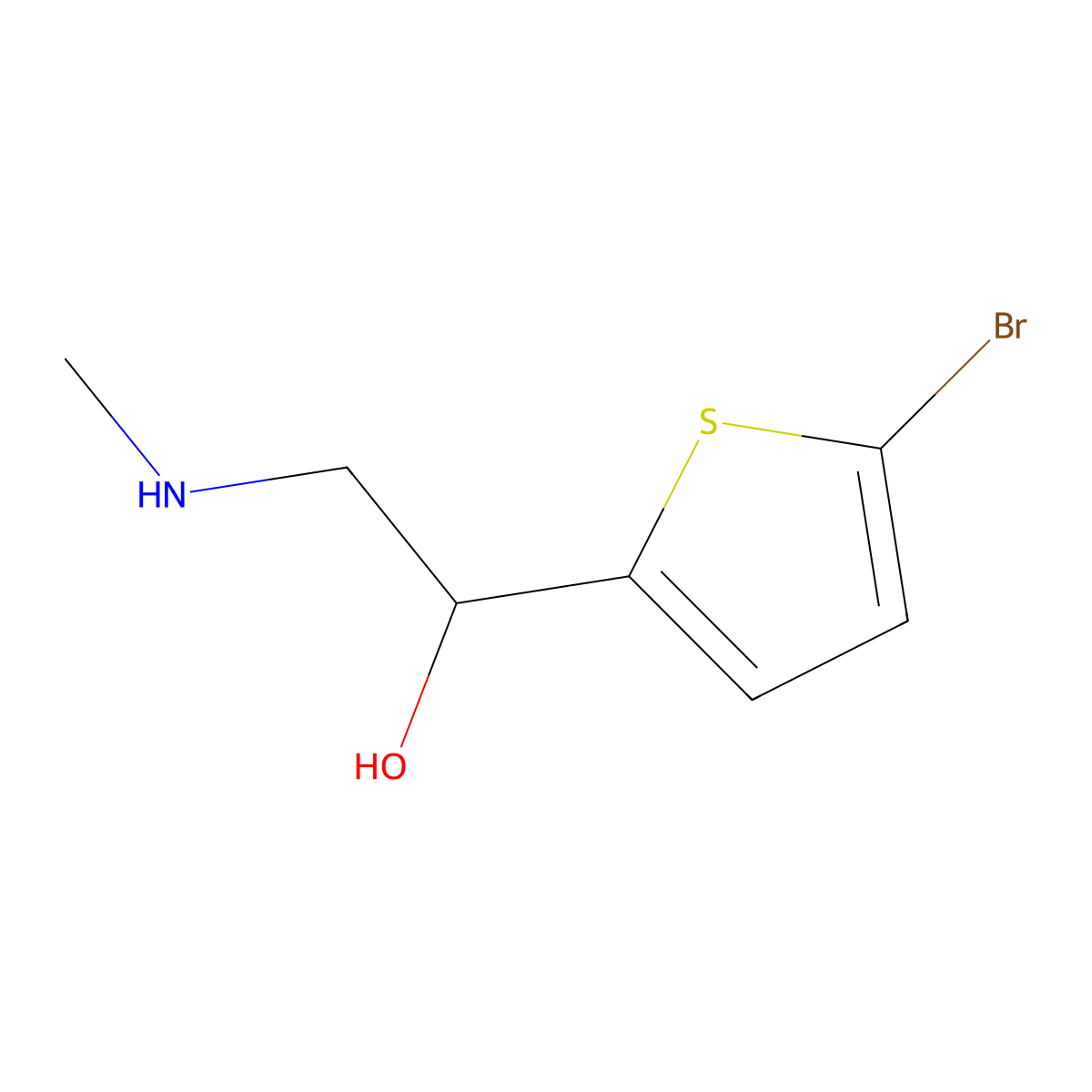 1-(5-Bromothiophen-2-yl)-2-(methylamino)ethan-1-ol molecular structure, CAS 1225765-92-3