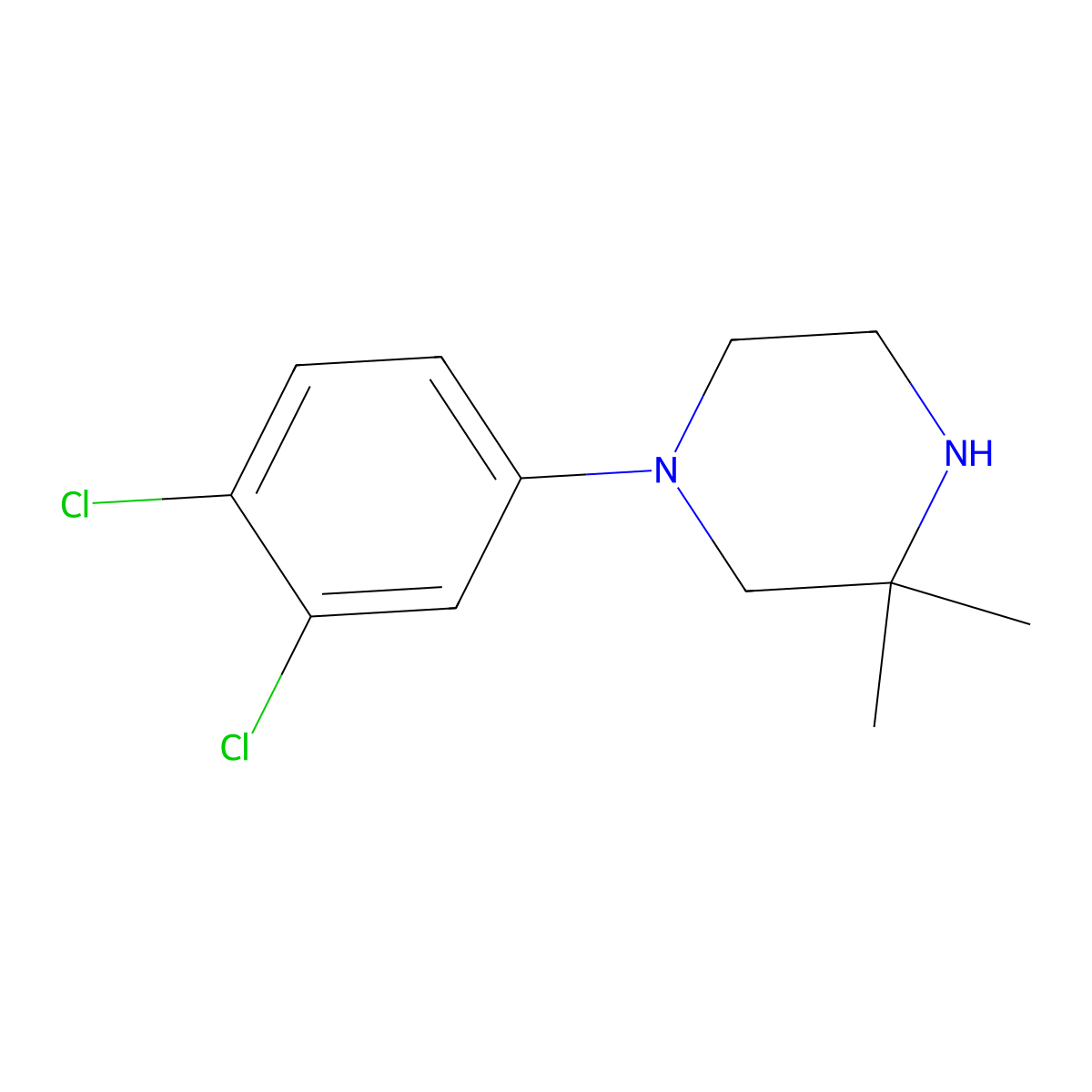 1-(3,4-Dichlorophenyl)-3,3-dimethylpiperazine molecular structure, CAS 1225768-12-6