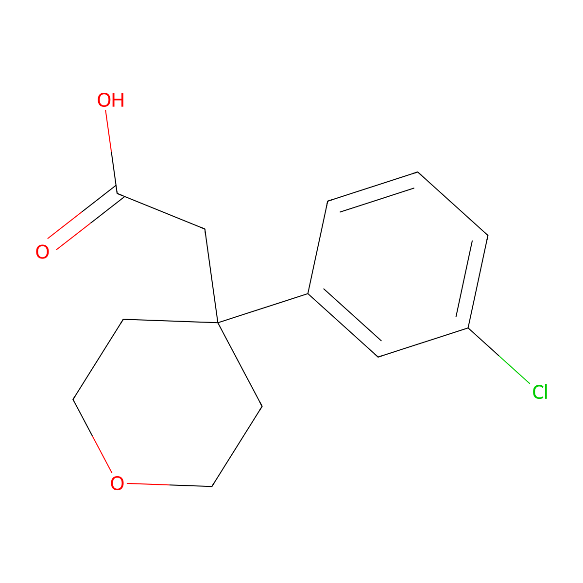2-[4-(3-Chlorophenyl)-tetrahydro-2H-pyran-4-yl]acetic acid molecular structure, CAS 1225768-54-6