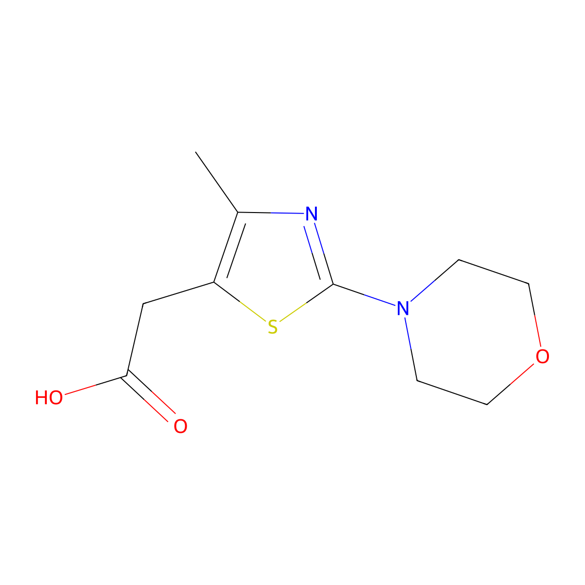 2-[4-Methyl-2-(morpholin-4-yl)-1,3-thiazol-5-yl]acetic acid molecular structure, CAS 1225769-17-4