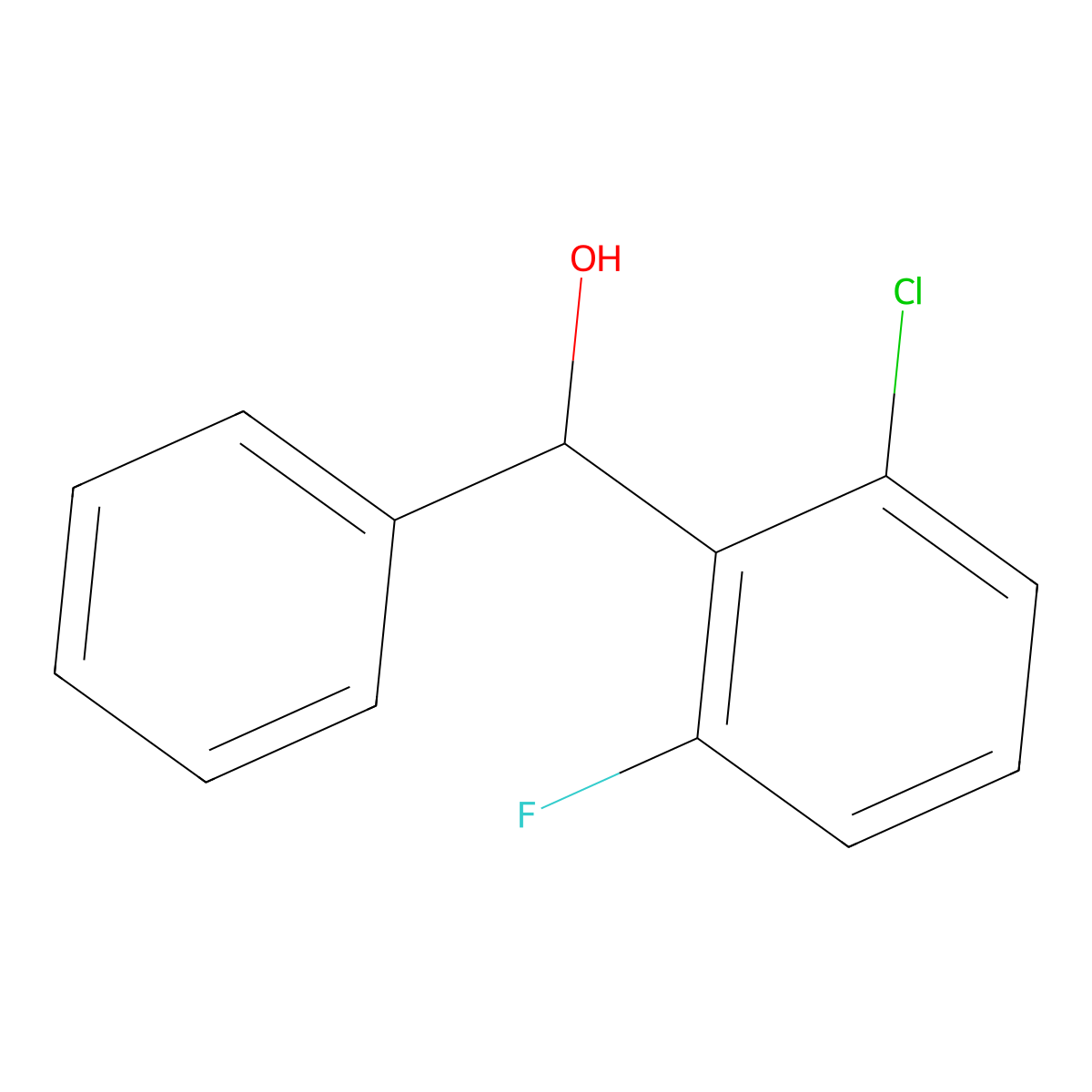 (2-Chloro-6-fluorophenyl)(phenyl)methanol molecular structure, CAS 1225769-96-9