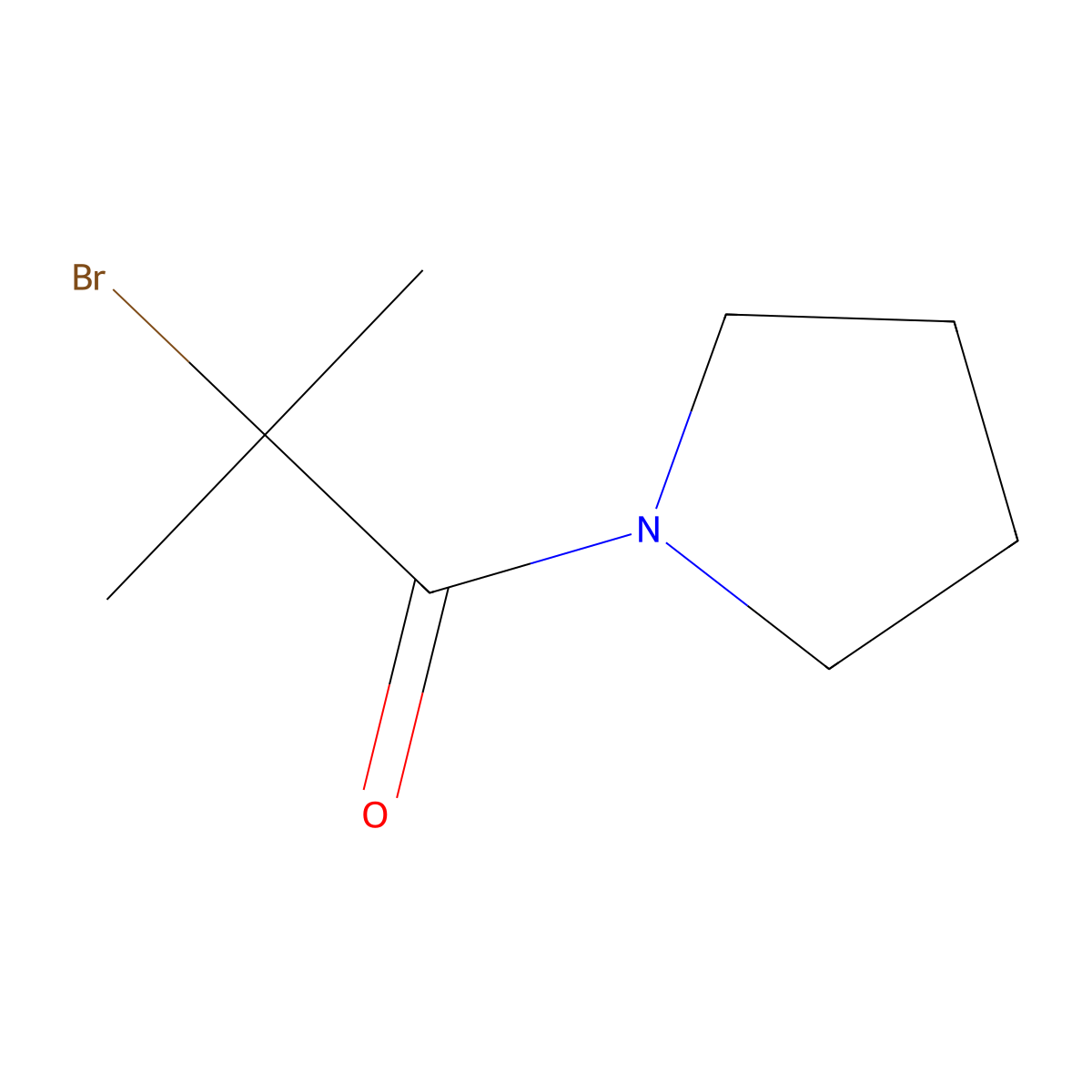 2-Bromo-2-methyl-1-(pyrrolidin-1-yl)propan-1-one molecular structure, CAS 1225773-74-9