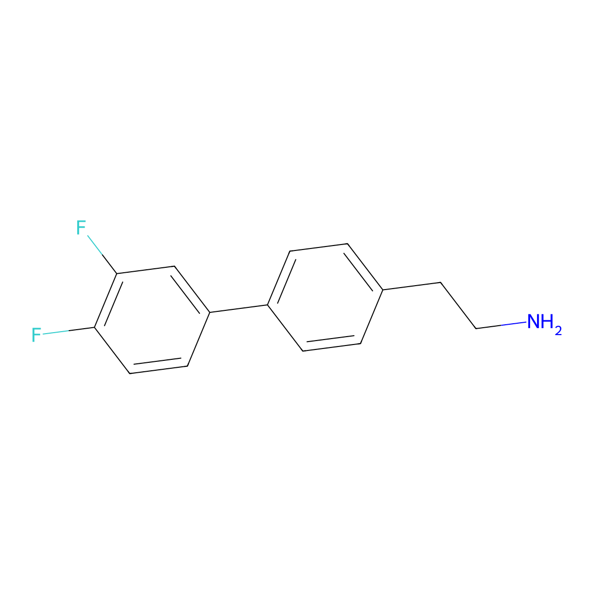 2-[4-(3,4-Difluorophenyl)phenyl]ethan-1-amine molecular structure, CAS 1225779-95-2