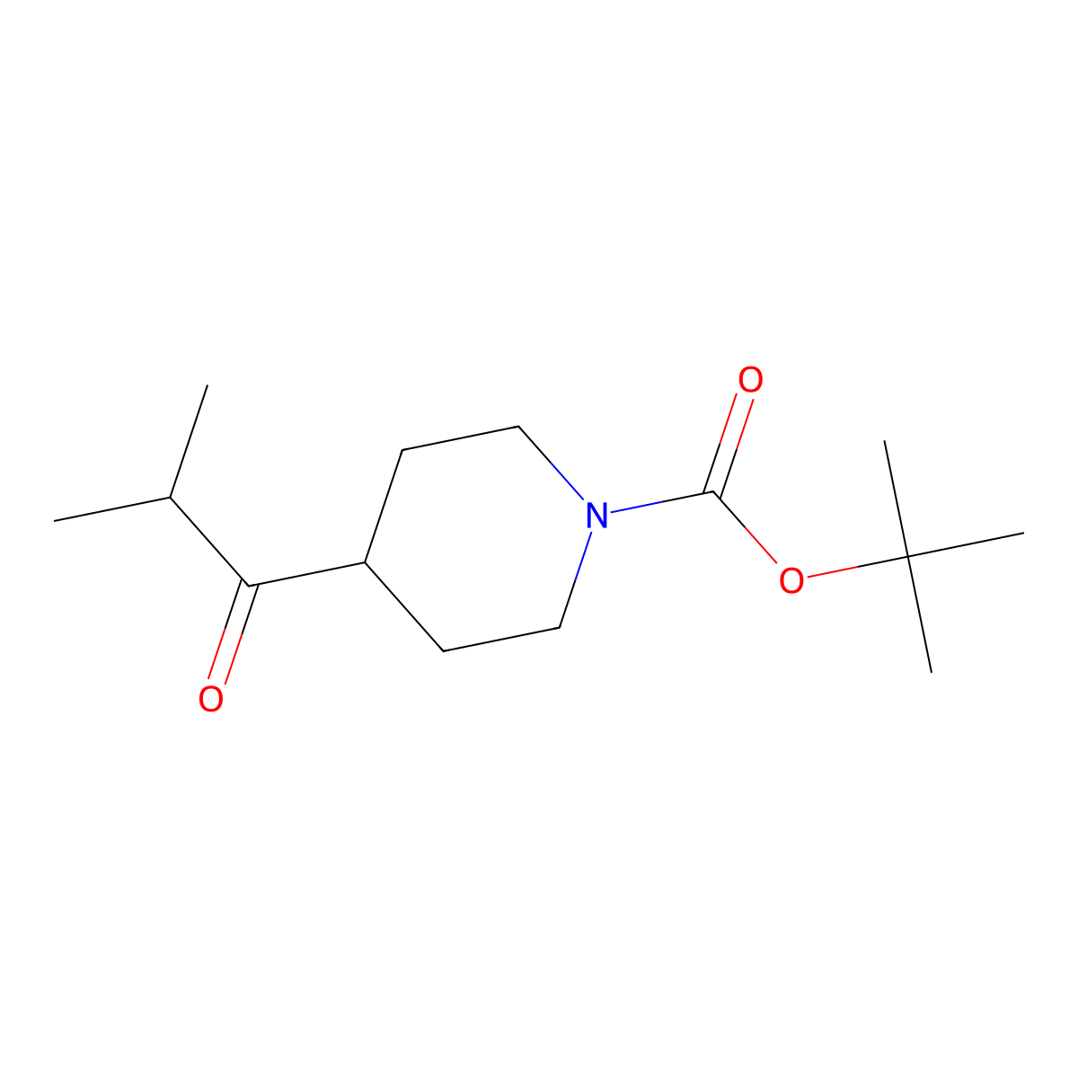 Tert-butyl 4-(2-methylpropanoyl)piperidine-1-carboxylate molecular structure, CAS 1225784-62-2