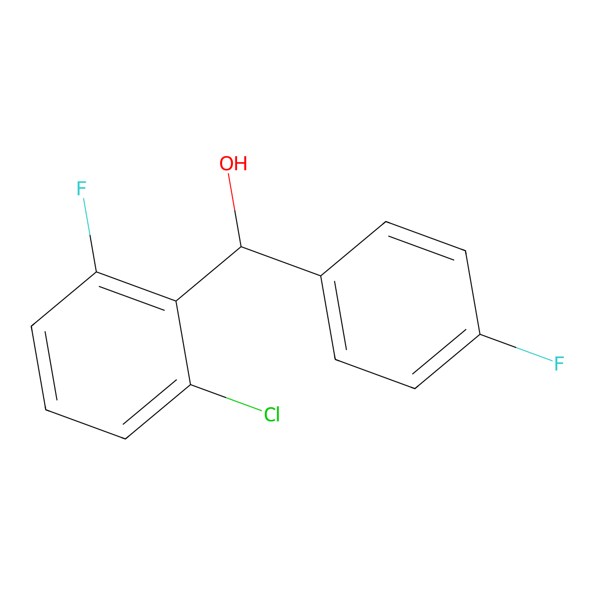 (2-Chloro-6-fluorophenyl)(4-fluorophenyl)methanol molecular structure, CAS 1225787-59-6