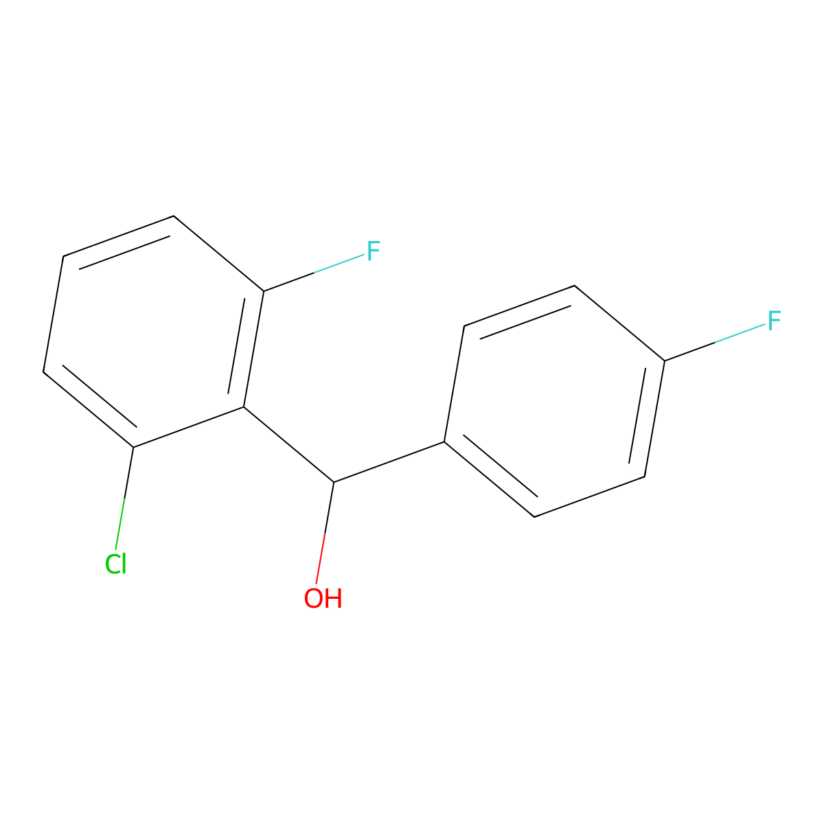 (2-Chloro-6-fluorophenyl)(4-fluorophenyl)methanol molecular structure, CAS 1225787-59-6