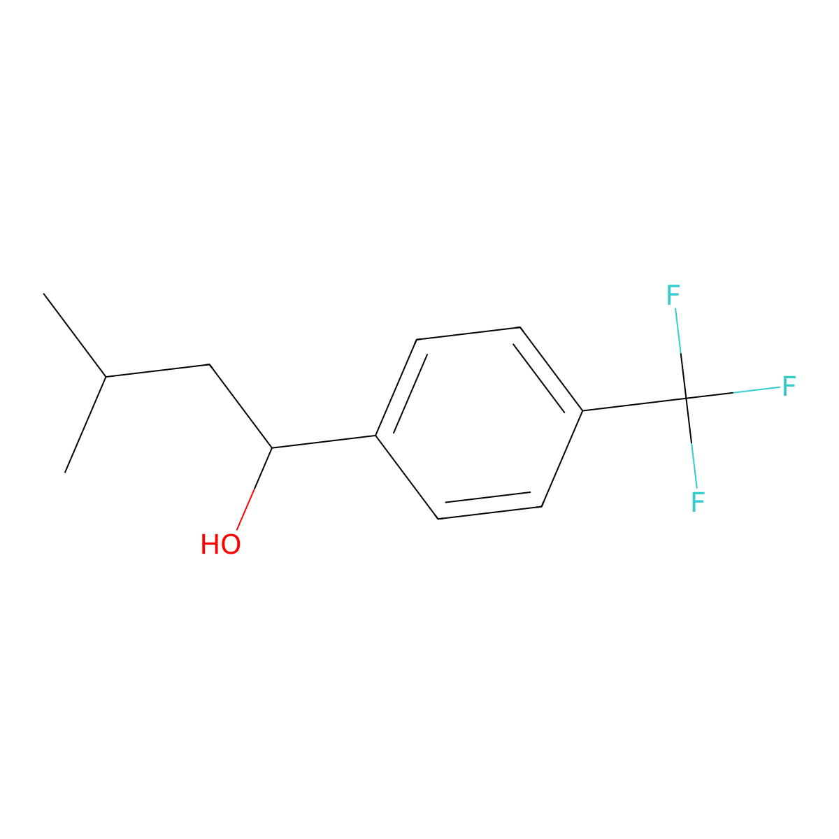 3-Methyl-1-(4-(trifluoromethyl)phenyl)butan-1-ol molecular structure, CAS 1225790-22-6