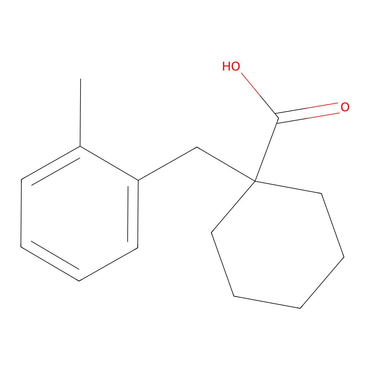 1-[(2-Methylphenyl)methyl]cyclohexane-1-carboxylic acid molecular structure, CAS 1225791-15-0