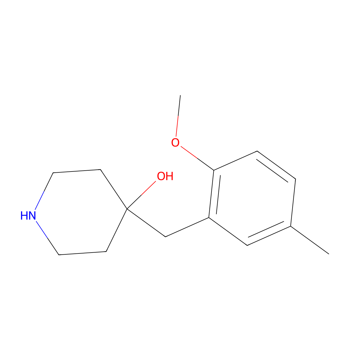 4-(2-Methoxy-5-methylbenzyl)piperidin-4-ol molecular structure, CAS 1225793-32-7
