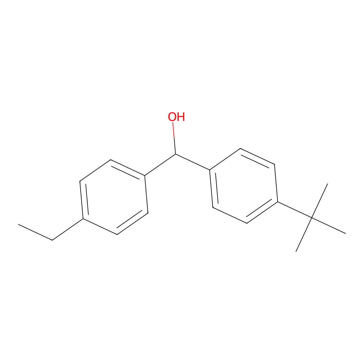 (4-(Tert-butyl)phenyl)(4-ethylphenyl)methanol molecular structure, CAS 1225796-93-9