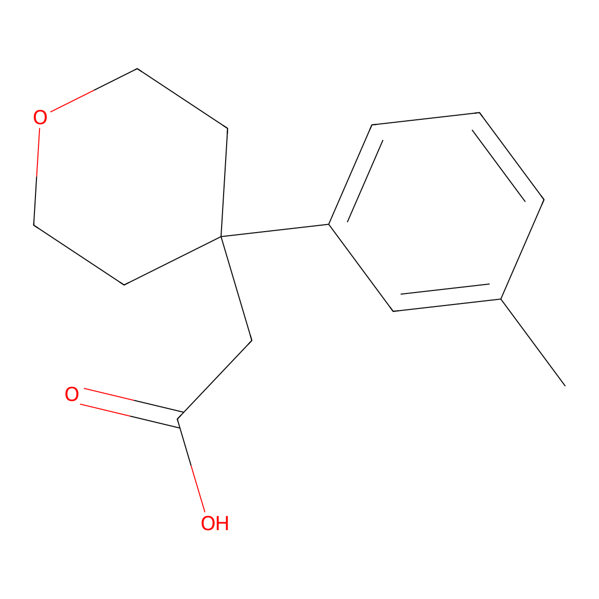 2-(4-m-Tolyl-tetrahydro-2H-pyran-4-yl)acetic acid molecular structure, CAS 1225797-27-2