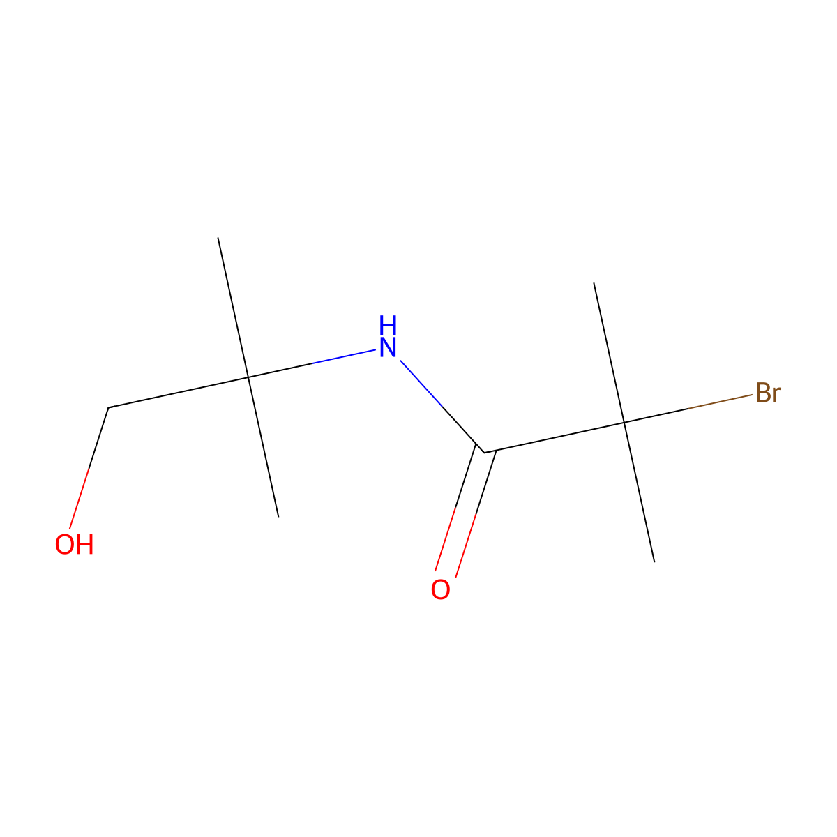 2-bromo-N-(1-hydroxy-2-methylpropan-2-yl)-2-methylpropanamide molecular structure, CAS 1225801-77-3