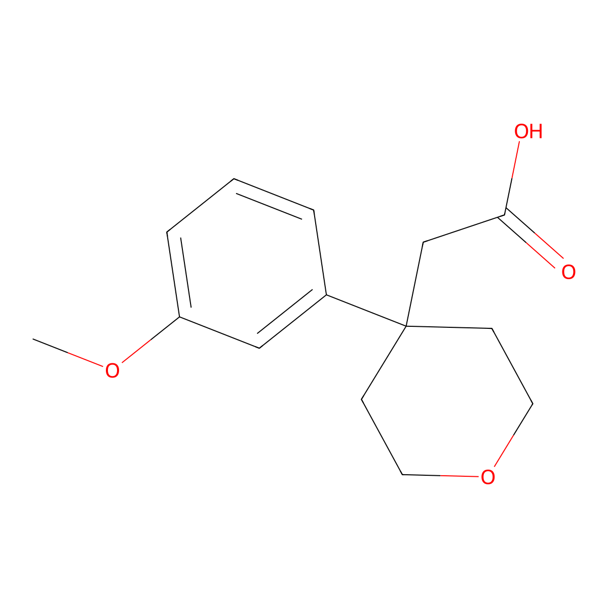 2-[4-(3-Methoxyphenyl)-tetrahydro-2H-pyran-4-yl]acetic acid molecular structure, CAS 1225803-70-2